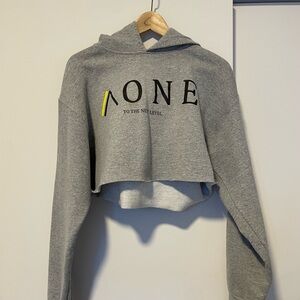 Gray Cropped Hoodie